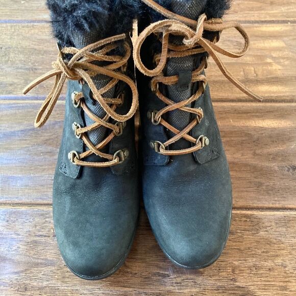 Sperry Top-Sider Luca Peak Women’s Wedge Boots Black Sz 9 Faux Fur - Picture 3 of 10